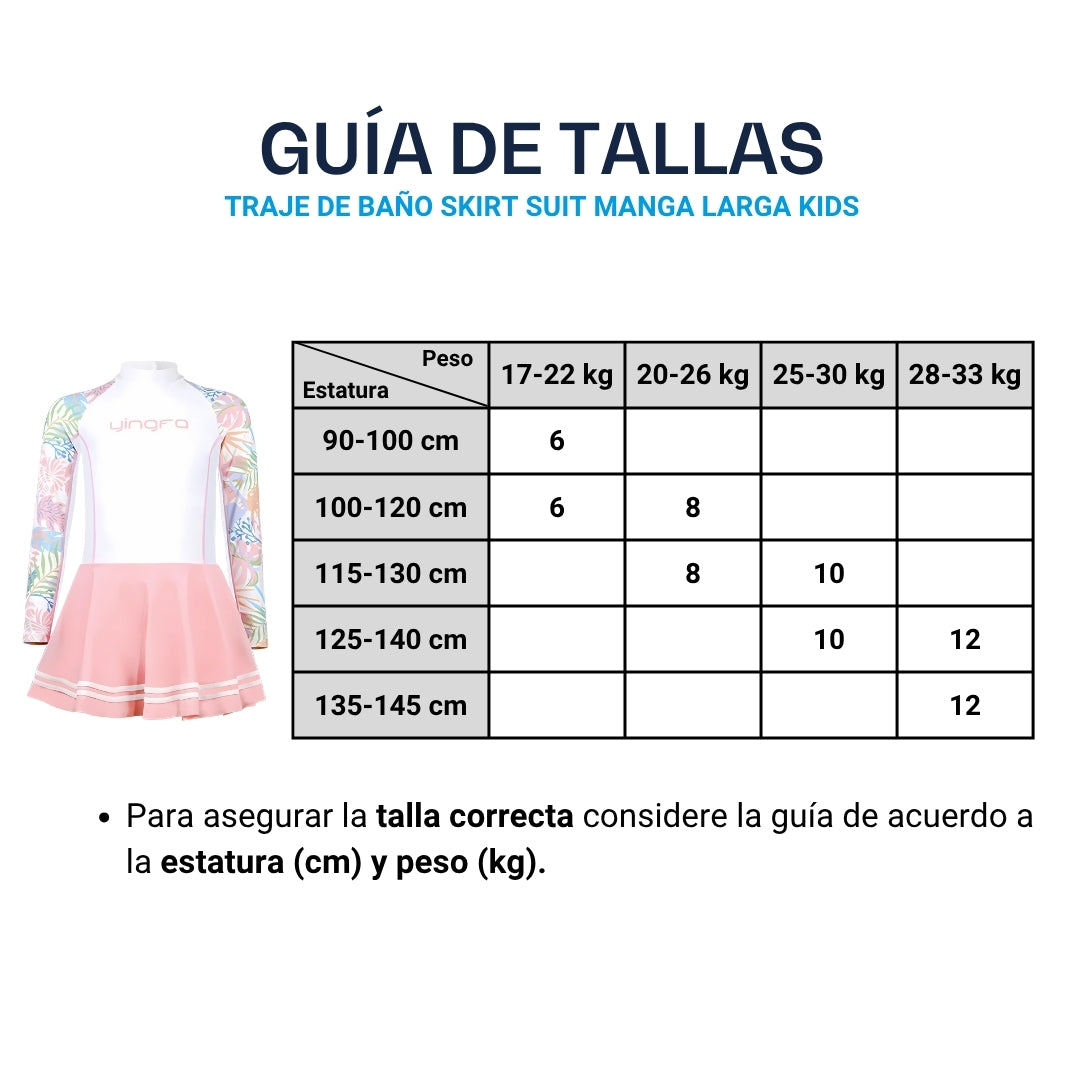 Traje Acuático Niña YINGFA Skirt Suit Manga Larga