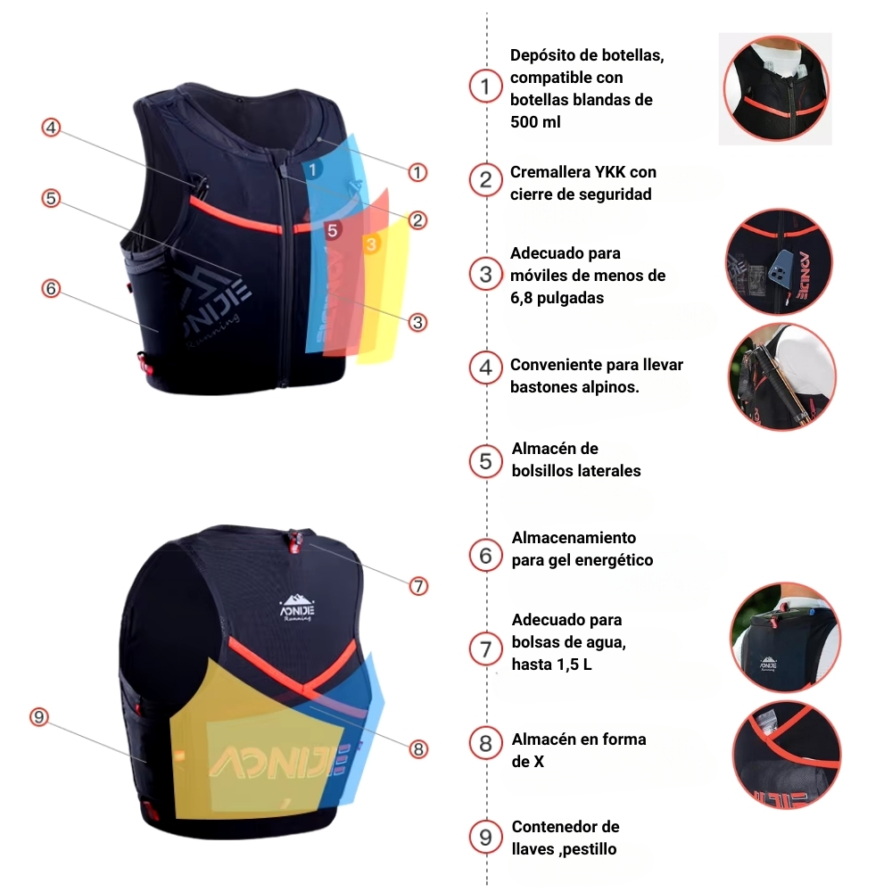 Chaleco Hidratación AONIJIE Outdoors 4-10L