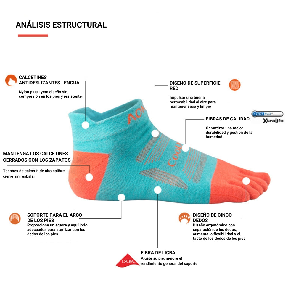Calcetines 5-DEDOS AONIJIE Coolmax Corte Bajo
