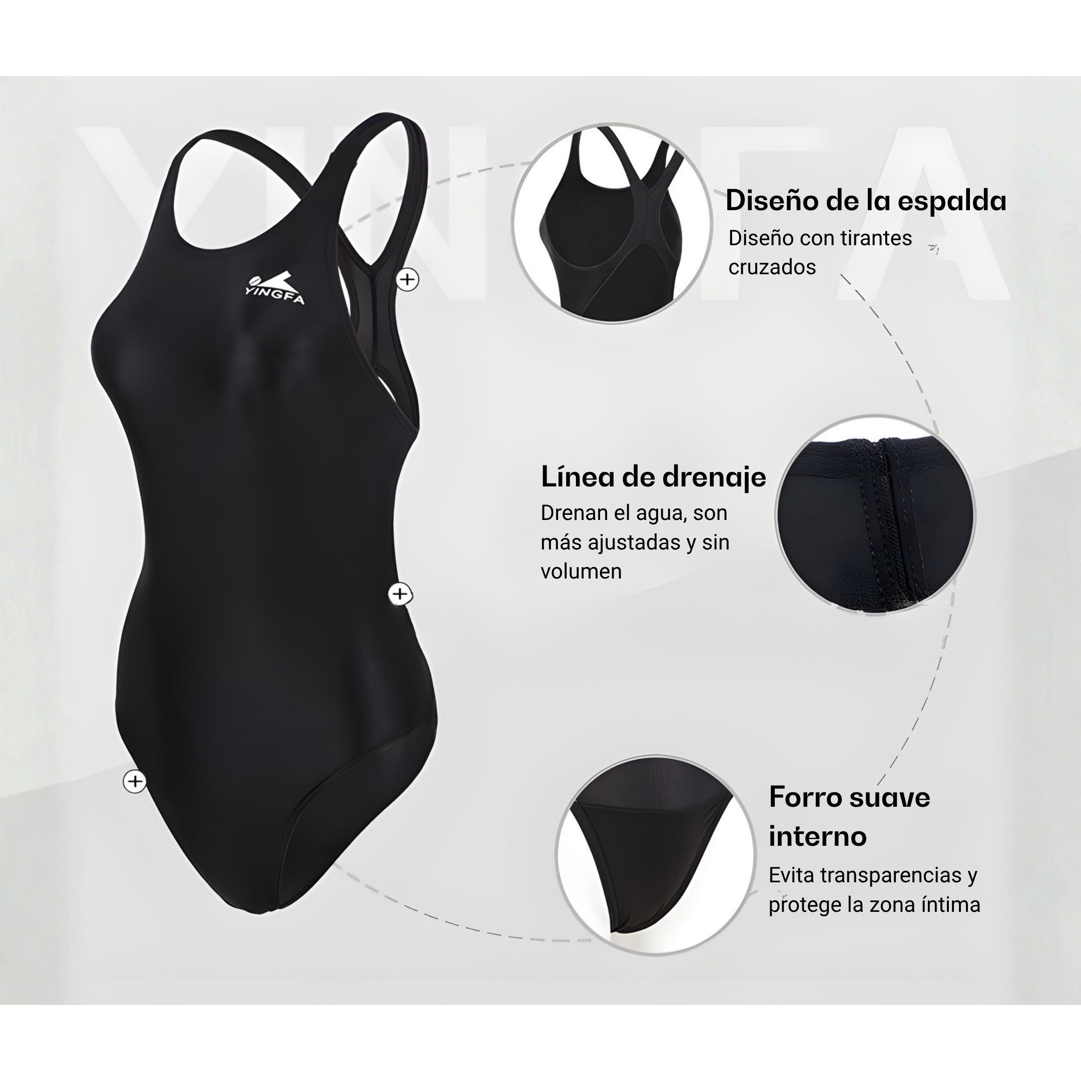 Traje De Natación Entrenamiento YINGFA Solid