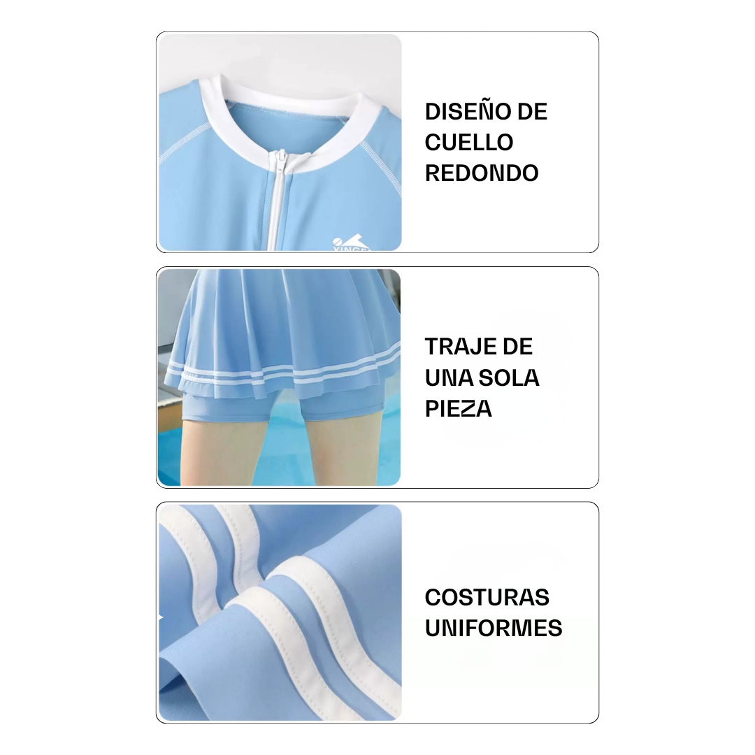 Traje de Baño YINGFA Skirt Suit Manga Corta Short