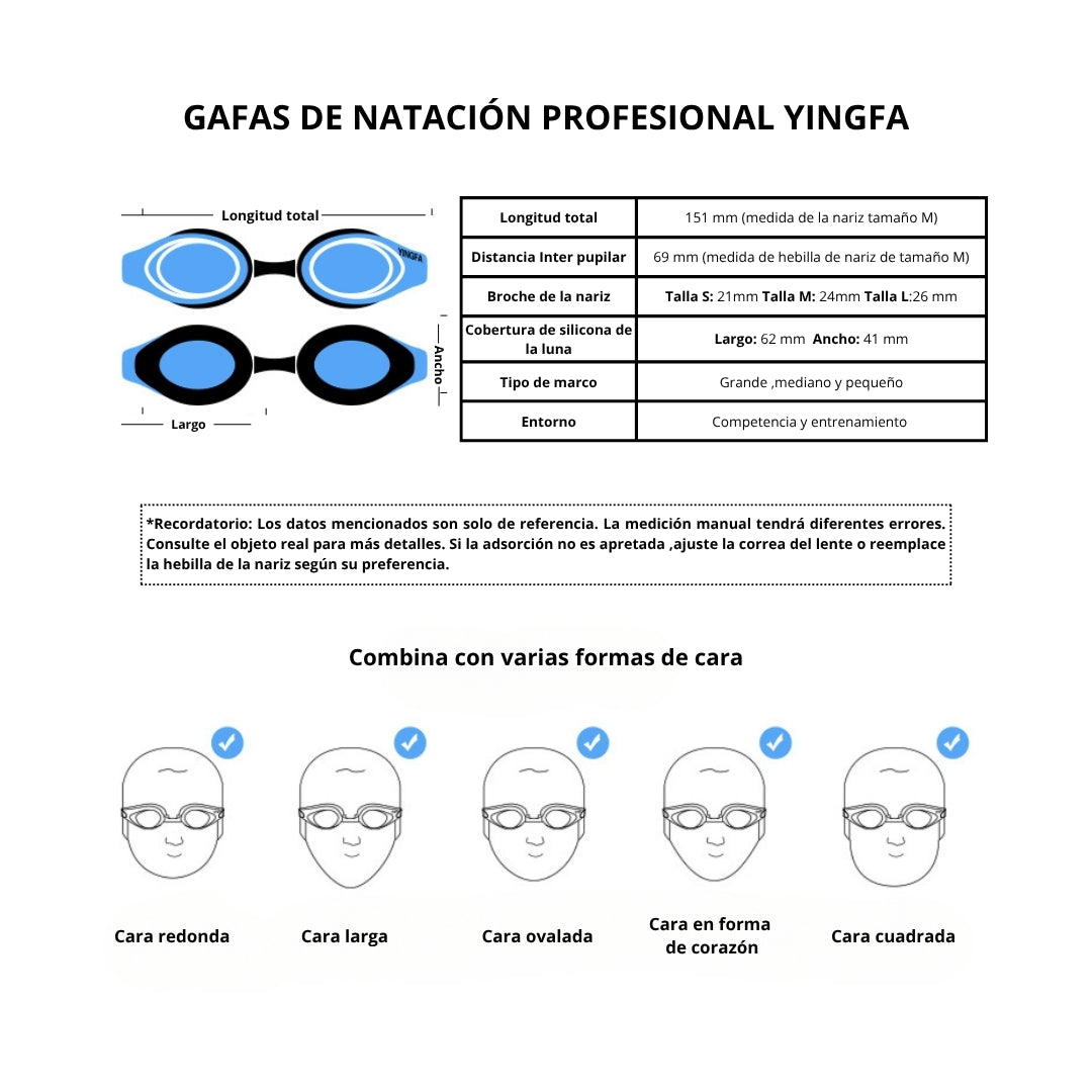 Lentes YINGFA Clasico Antiniebla Espejo Anti-UV