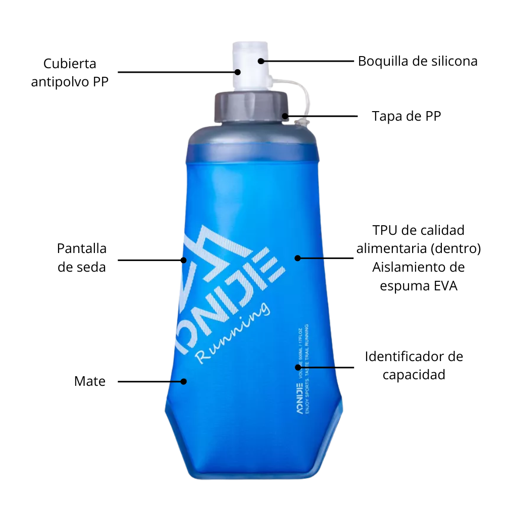 Botella Blanda AONIJIE Soft Flask con termo - aislante 500ml